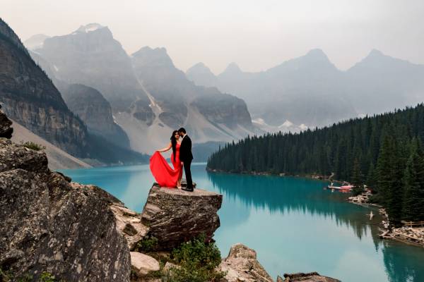 Banff Engagement Photography at Moraine Lake.