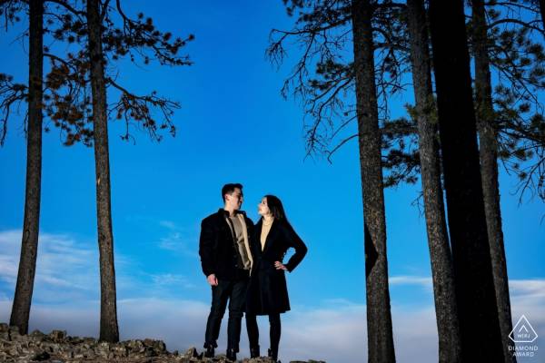 Fantastic, award winning photograph of the couple during the sunrise in Banff.