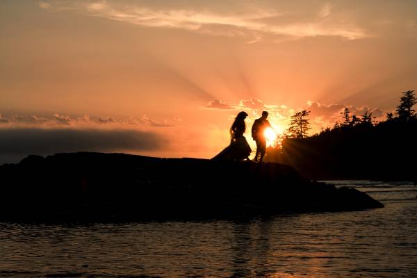 Adventure Couple during Banff sunset wedding