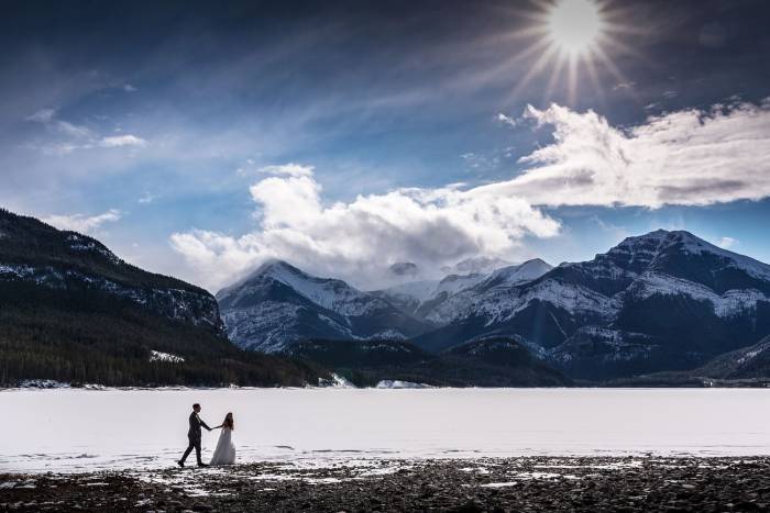 Wedding photography at Barrier Lake Alberta