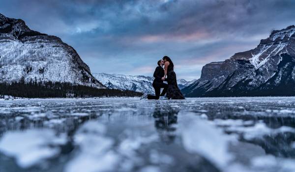 Stacia & Andrew | Sunrise Engagement | Banff Wedding Photographers