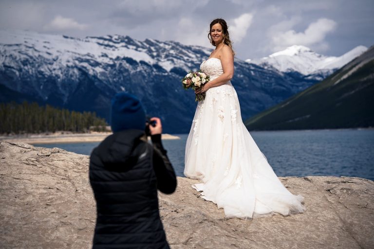 Eliza Slobodzian Banff Wedding Photographer in action