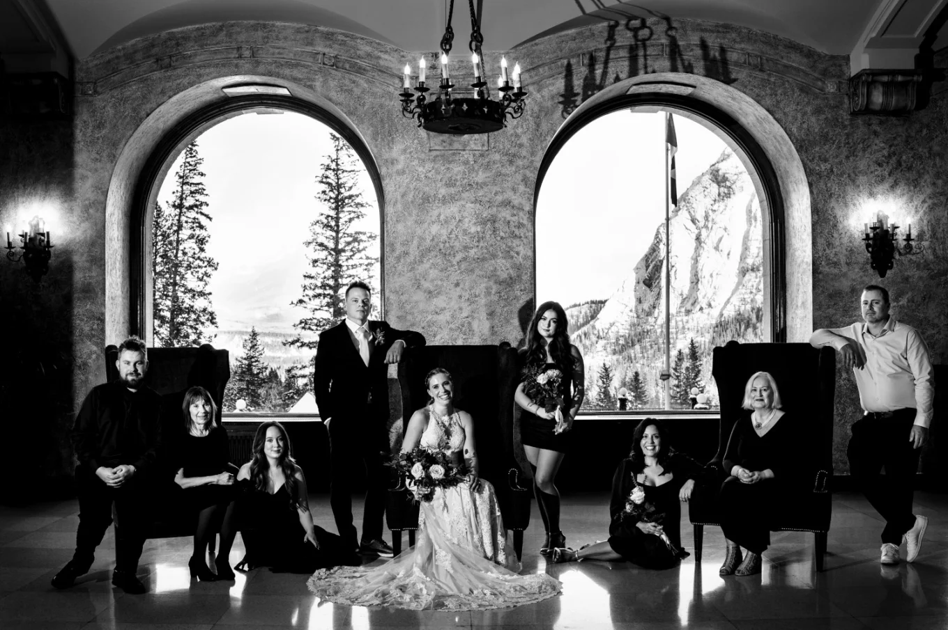 Unique, royalty family portrait at the Fairmont Banff Springs.