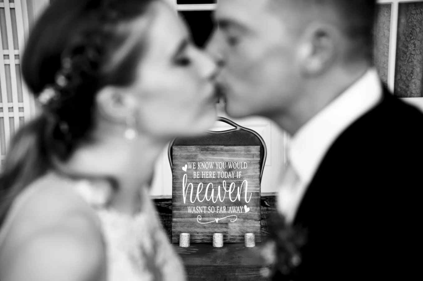 Bride and groom share a kiss at the Banff Wedding Ceremony.