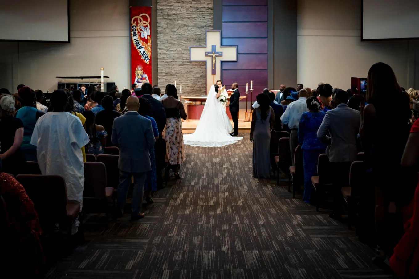 Catholic wedding ceremony in the church.