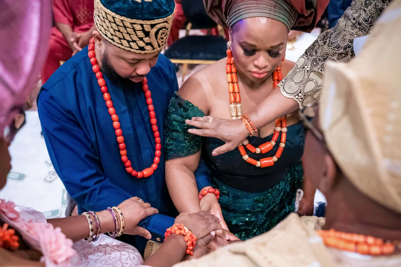 parents give a blessing to the Nigerian couple before the wedding in Calgary