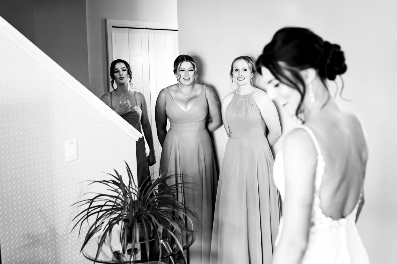 First look with the bridesmaids.
