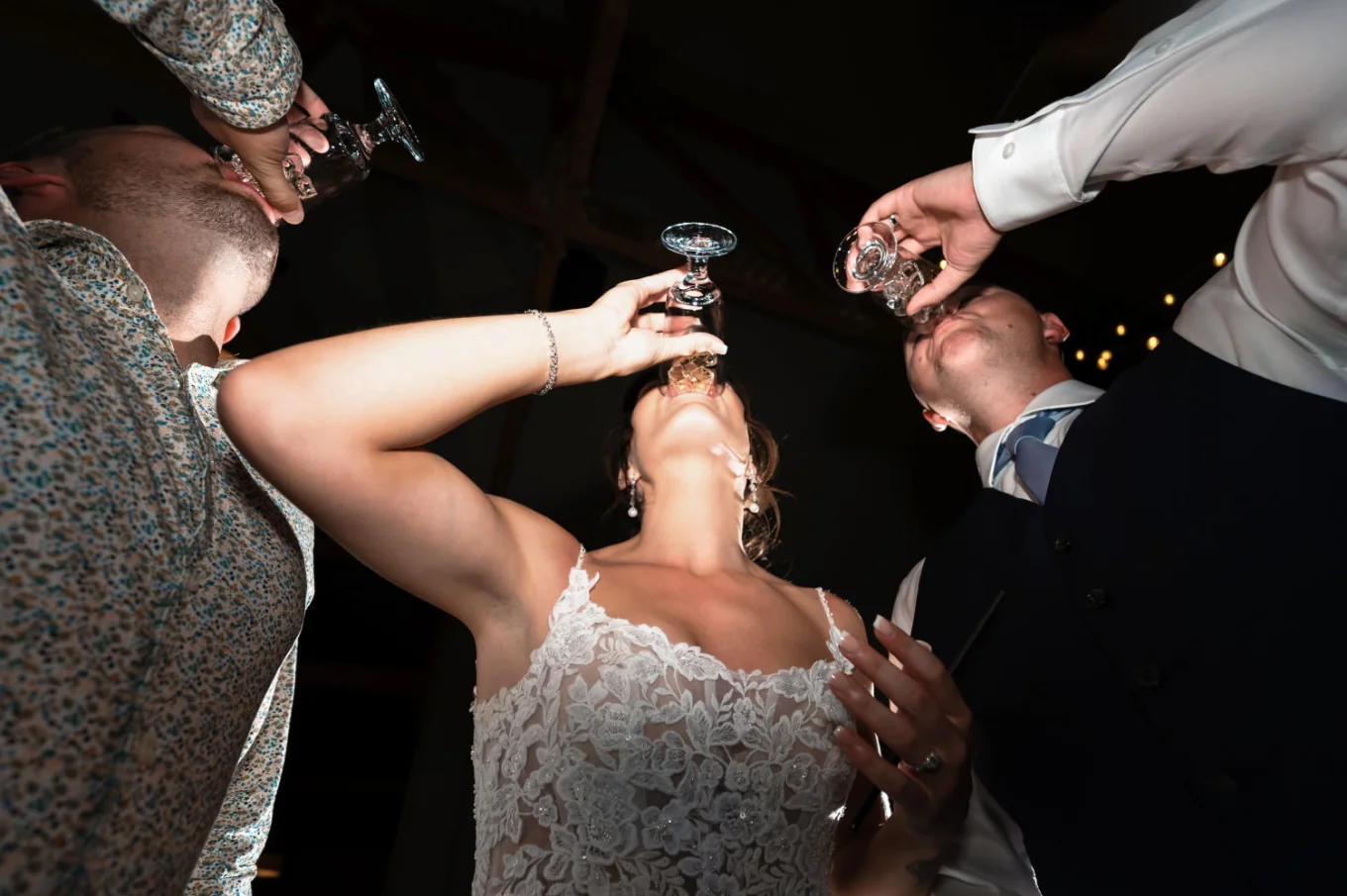 bride and groom drinking shoots
