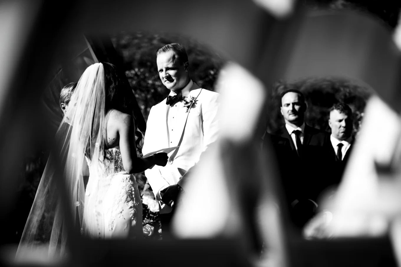 Shoot through the chairs of the wedding ceremony in Calgary