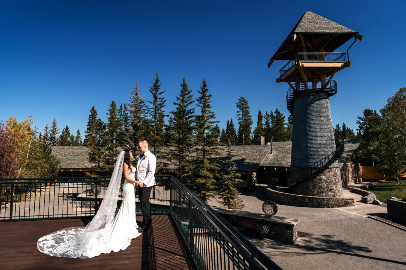 Calgary Wedding Photography on the balcony