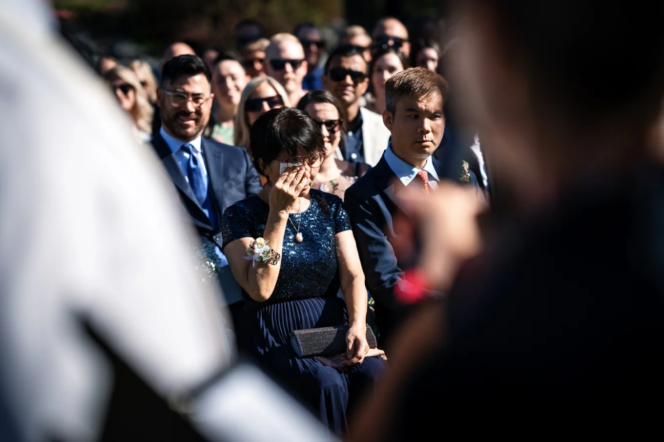 Bride's mother cries during the Calgary Wedding