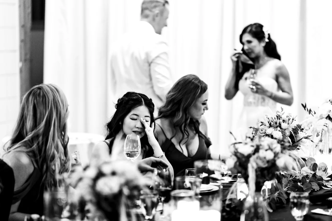 Maid Of Honour cries during Calgary Wedding Reception