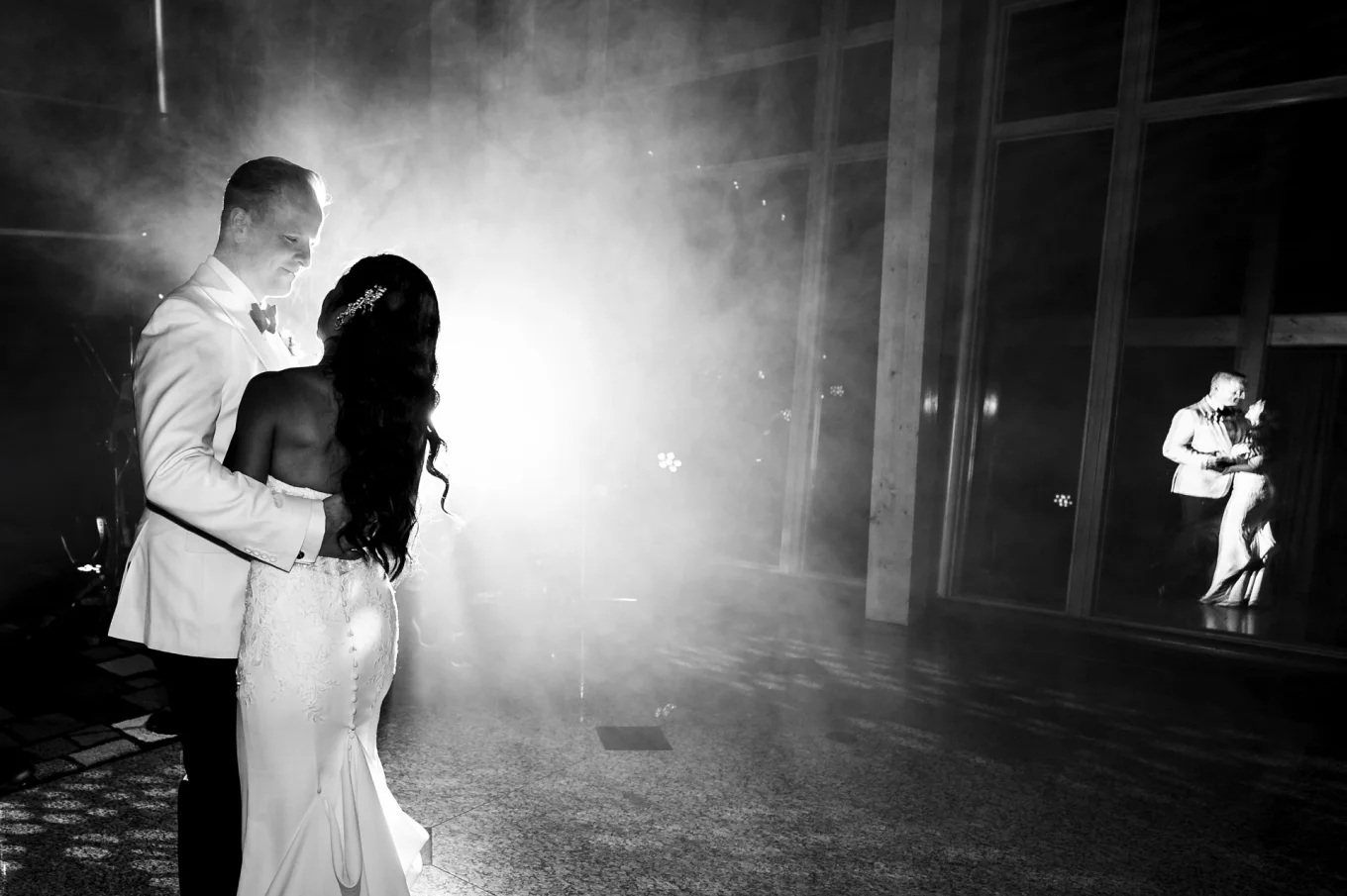 Calgary Wedding Photography In Black and White of the dancing bride and groom