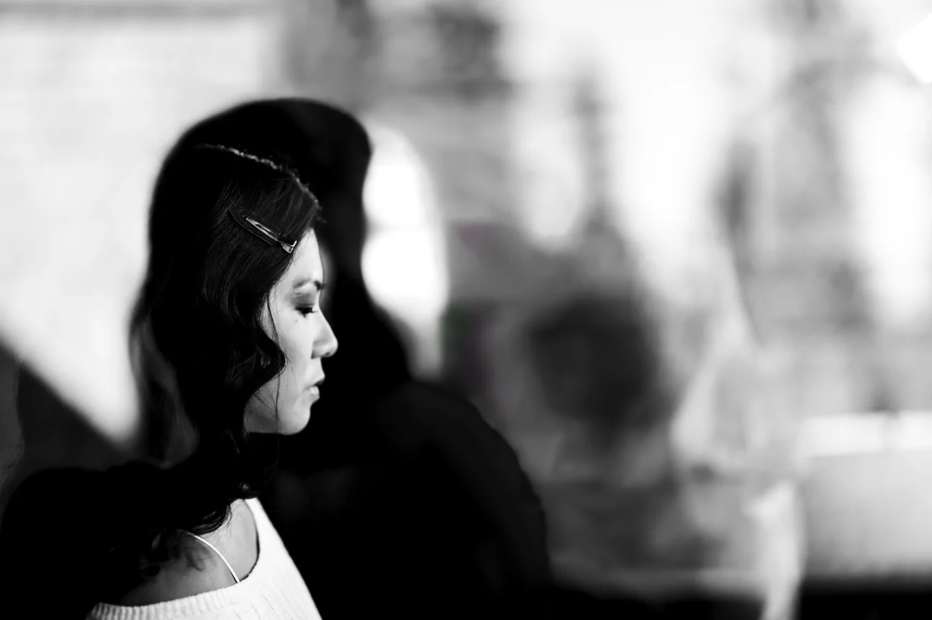 Black and White Wedding Photograph of the bride