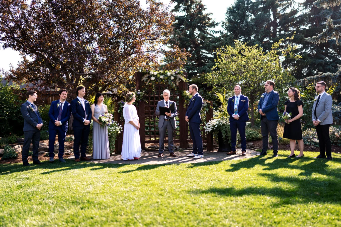 Canadian Wedding Ceremony under the huge colourful trees