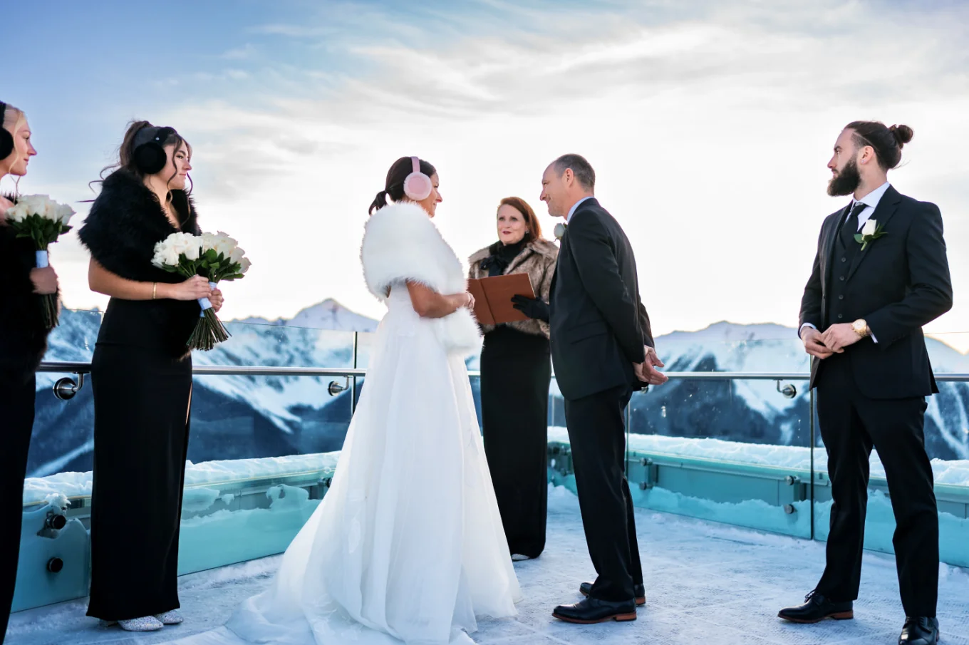 bride and groom saying the vows in Banff