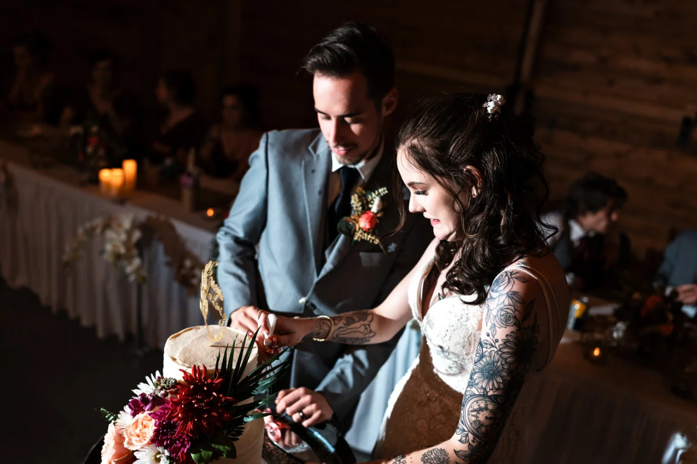 Cake cutting at the Calgary Wedding