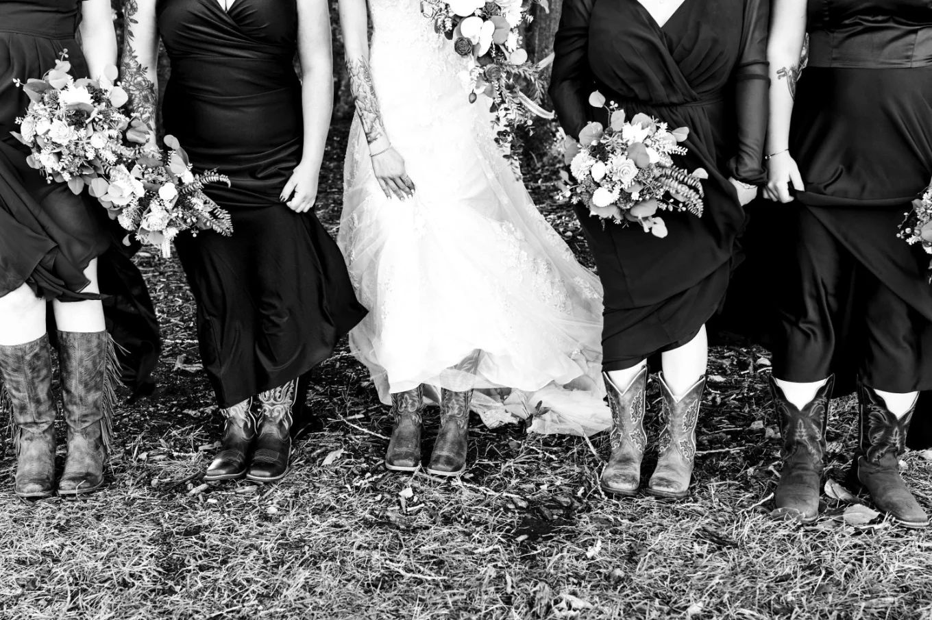 Cowboy shoes of the bridal party on the Calgary wedding day