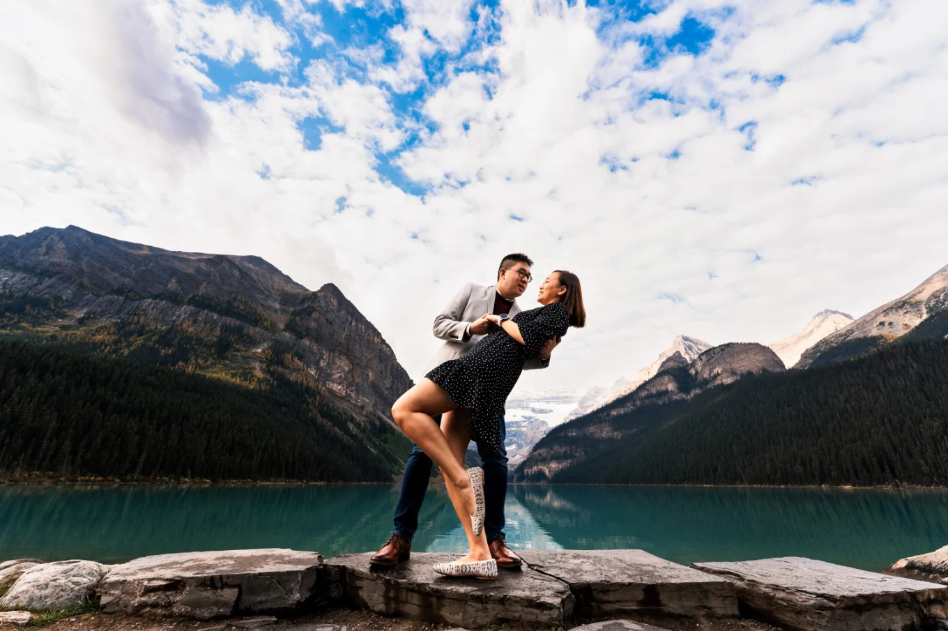 Wedding dip at Lake Louise