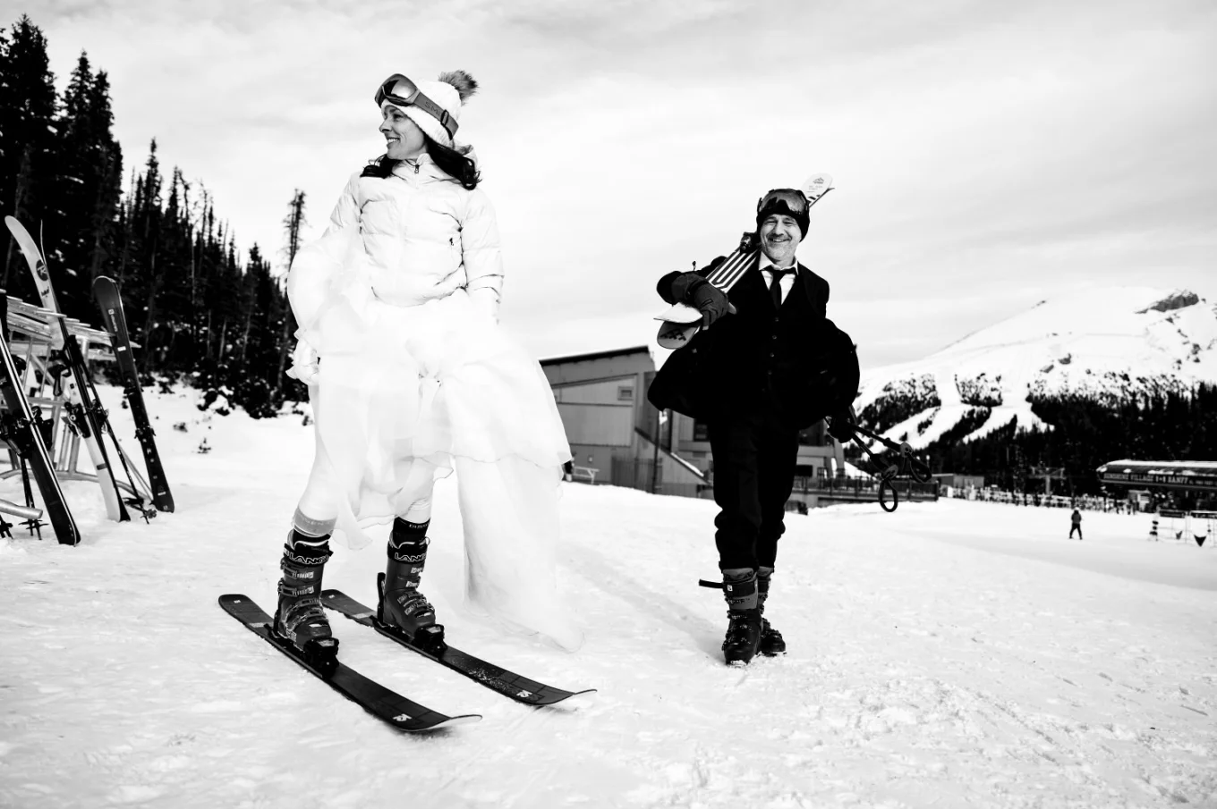 Banff Adventure Photography of the newlyweds at Sunshine Village in Banff