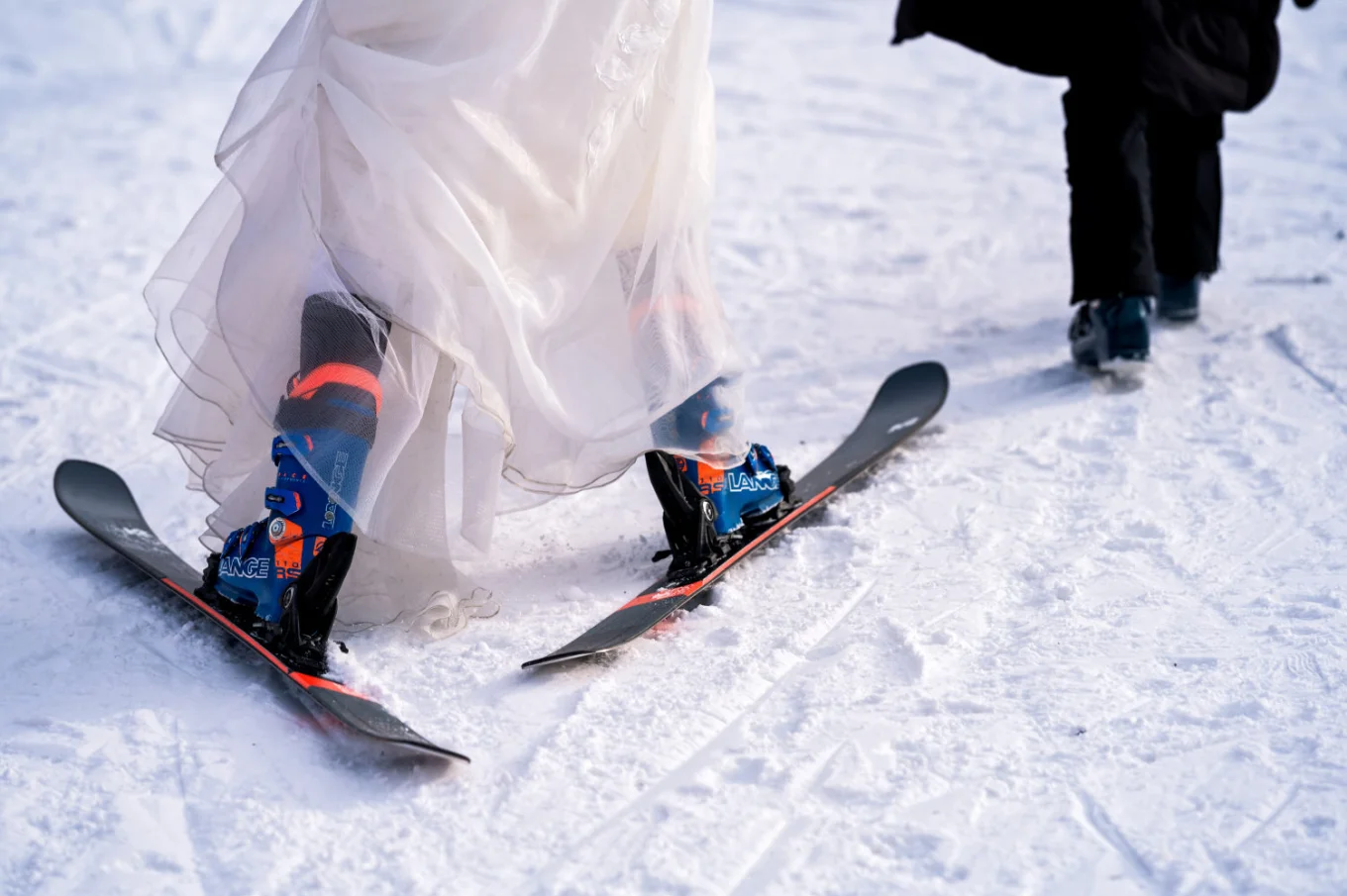 Ski and wedding dress