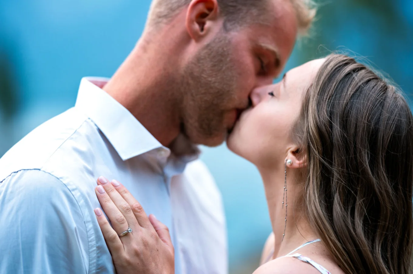 Romantic kiss of the couple in love