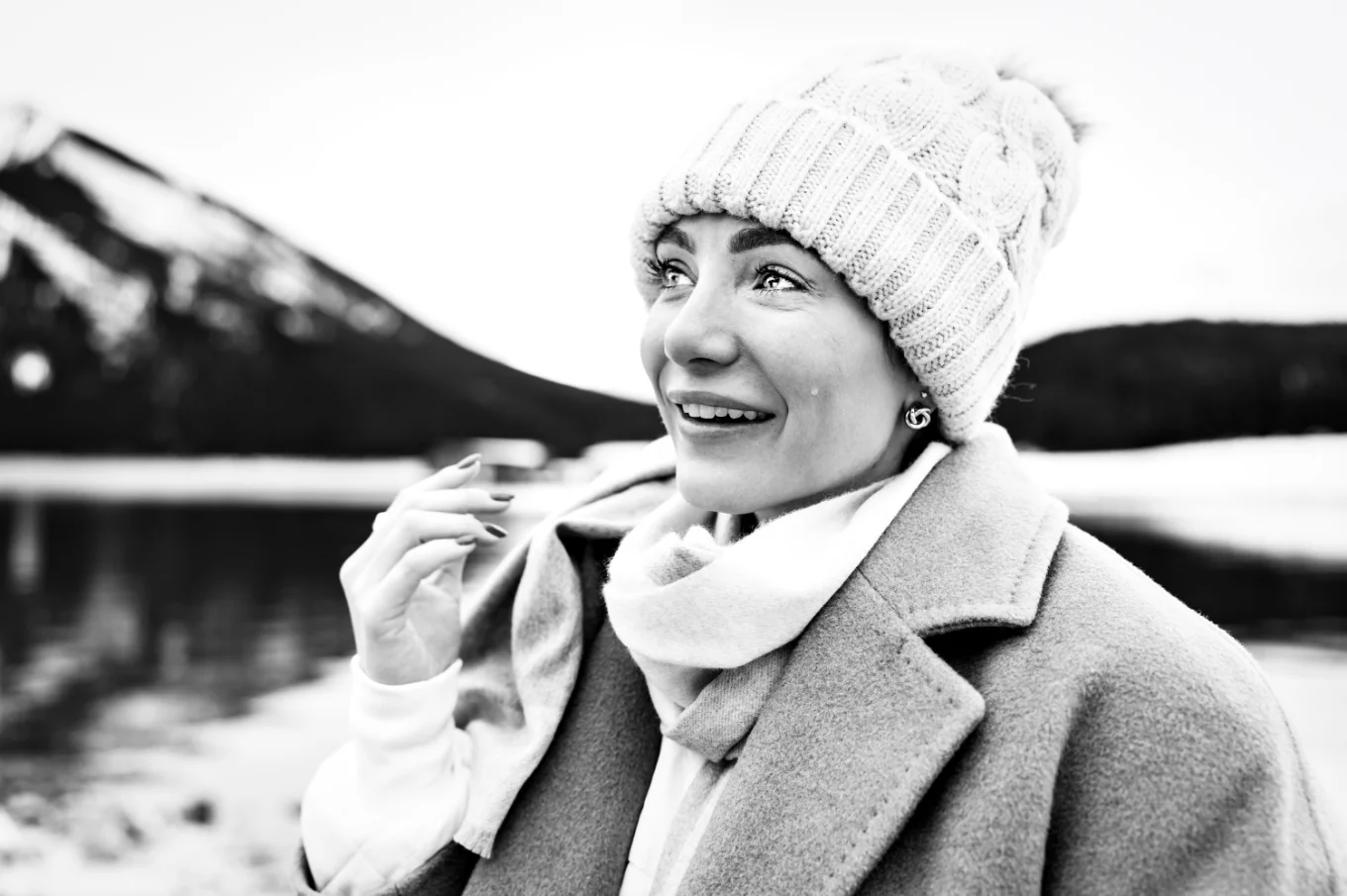 lady with tears in her eyes during proposal in Banff