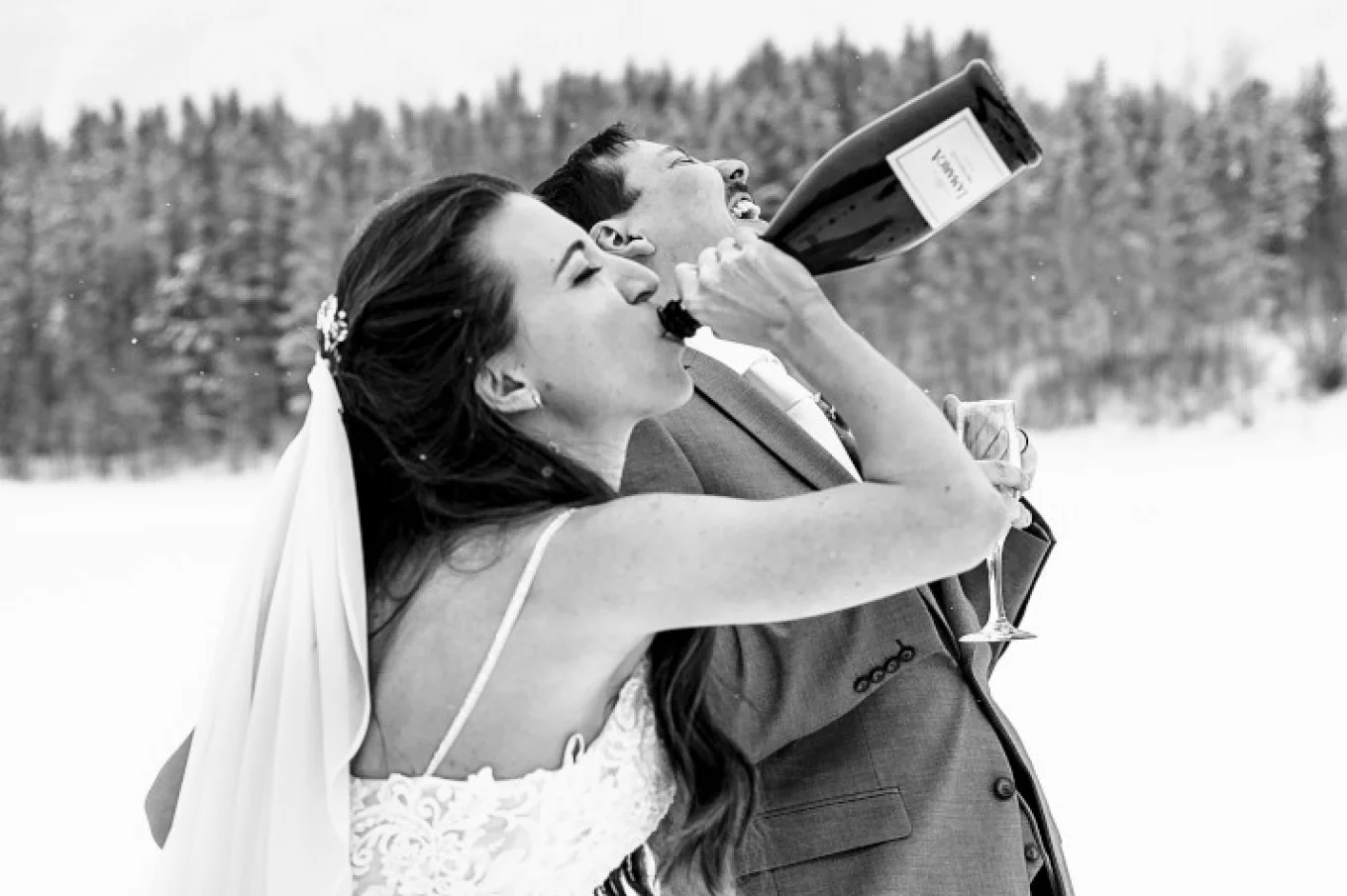 unique Banff winter wedding photography