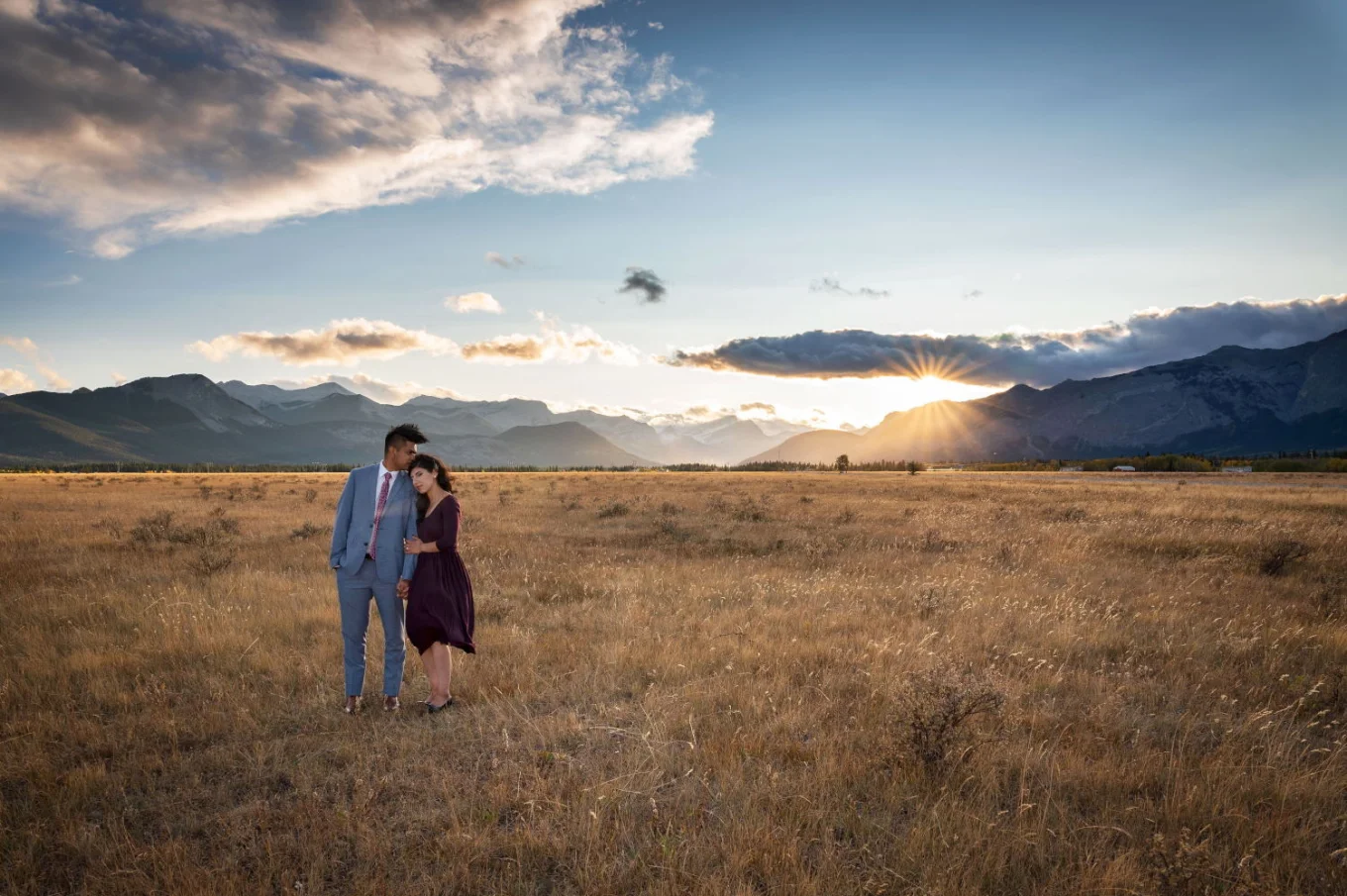 Proposal in Banff during stunning sunset.