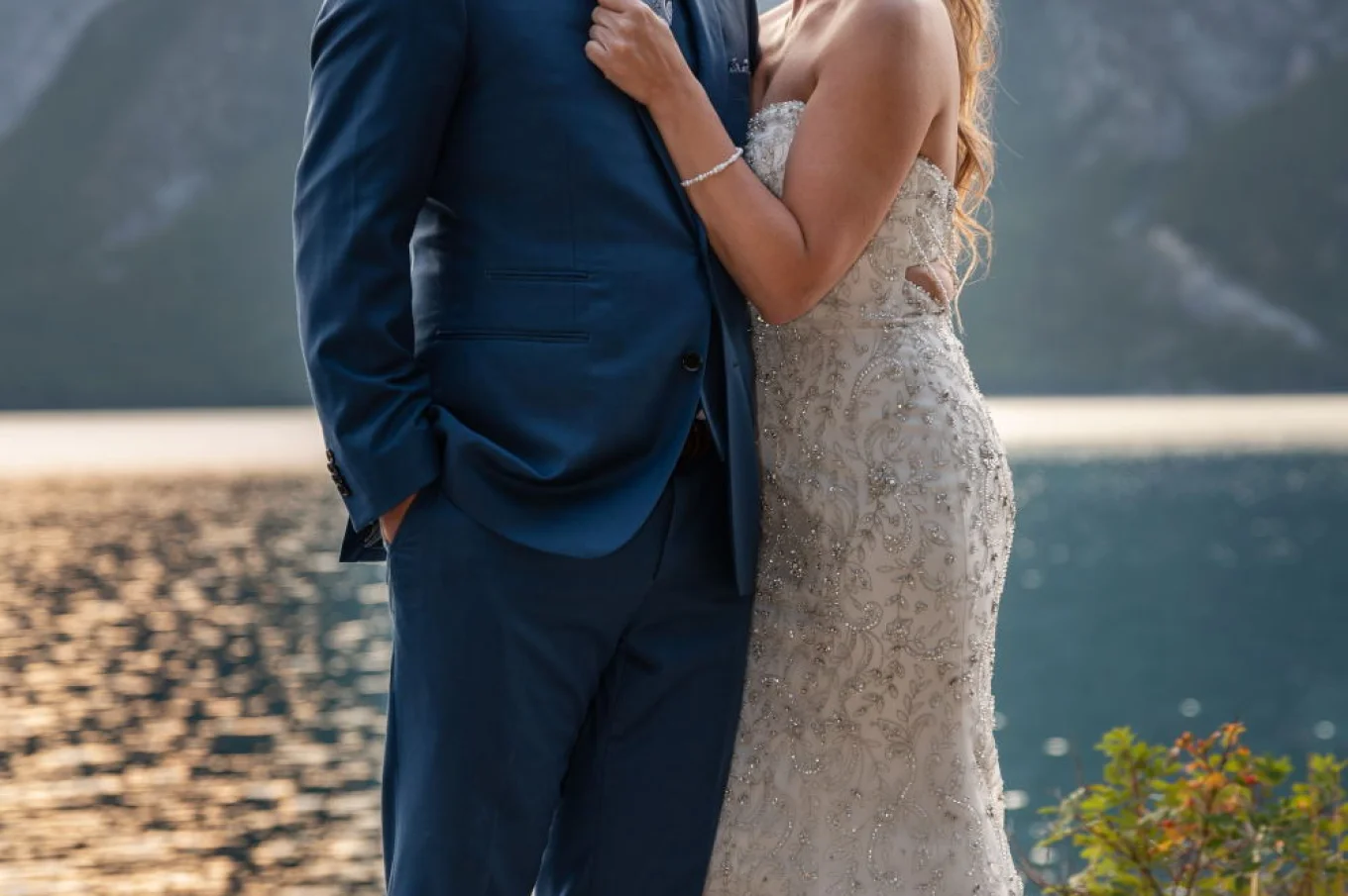 Bride looking with love on her new husband.