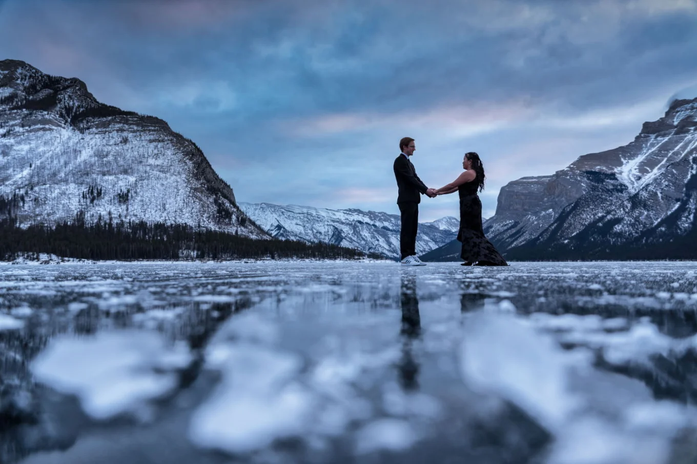 Banff winter engagement session with 4Eyes Photography.
