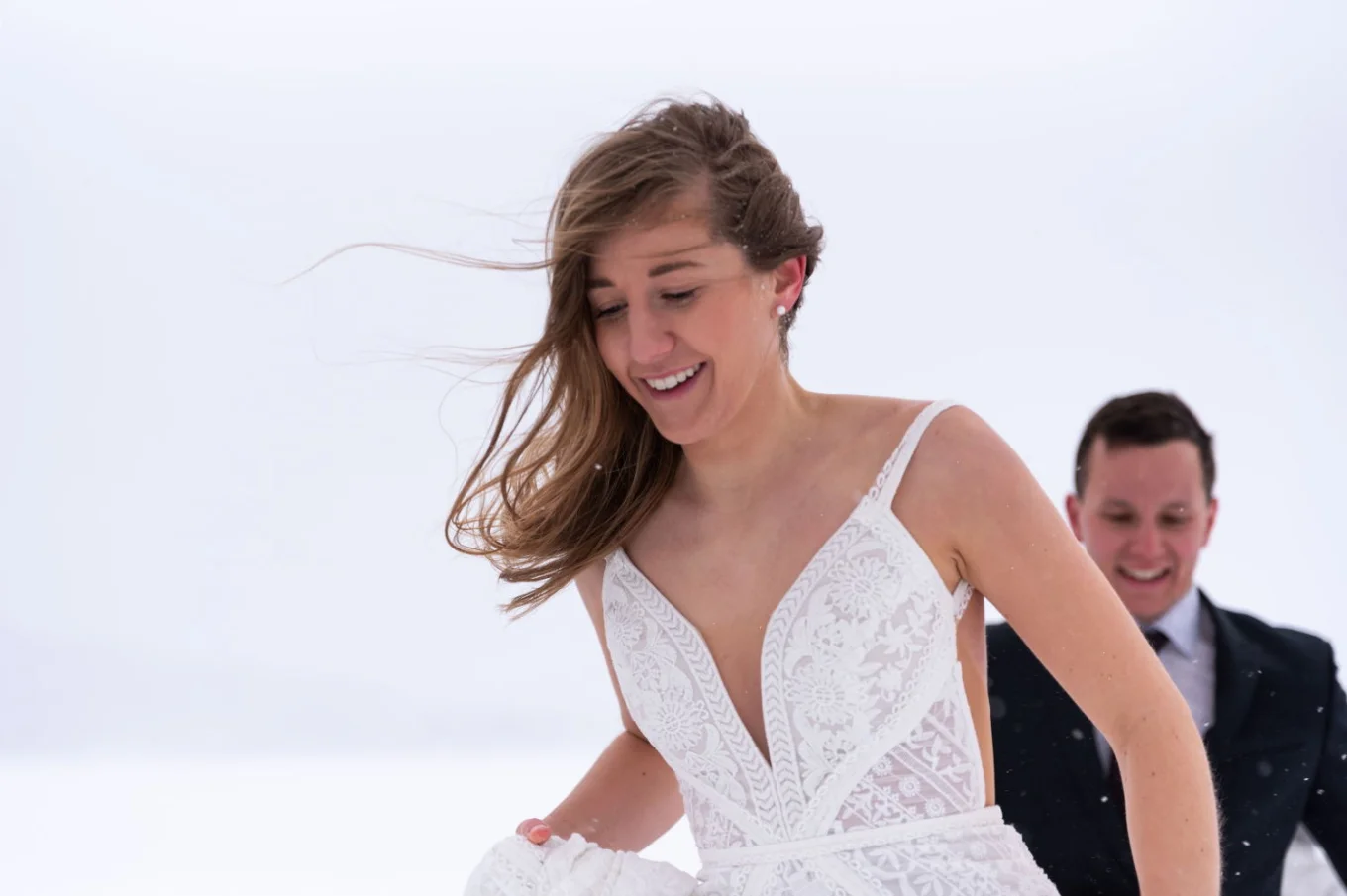 Happy bride in Banff