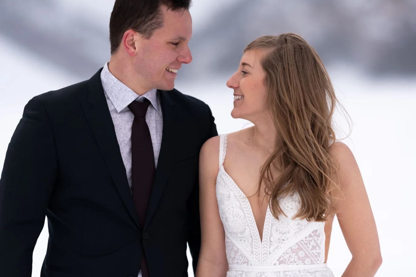 Happy bride and groom at their Banff Wedding