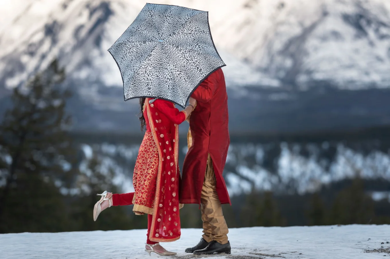 Traditional Indian wedding outfit.