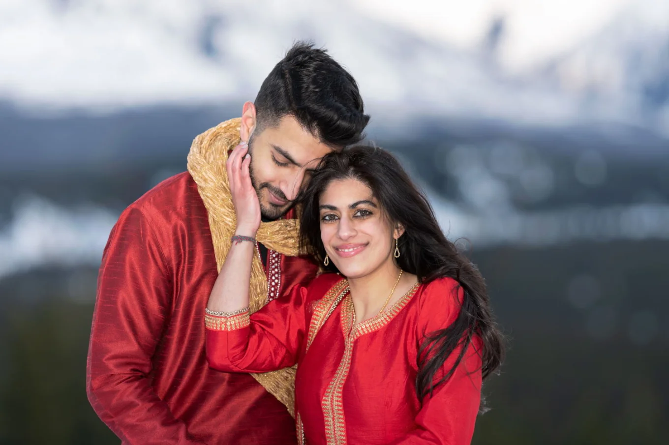Newlyweds portrait in Banff.