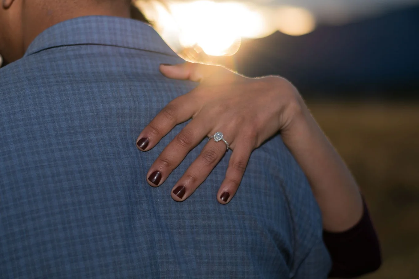 Gold engagement ring.