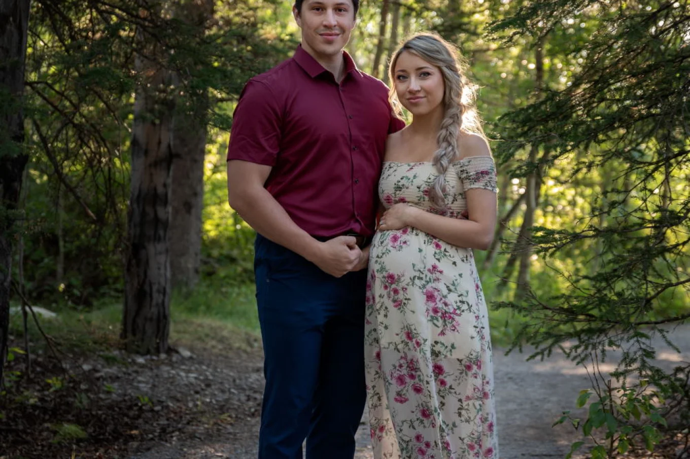 Maternity session in the forest in Banff.