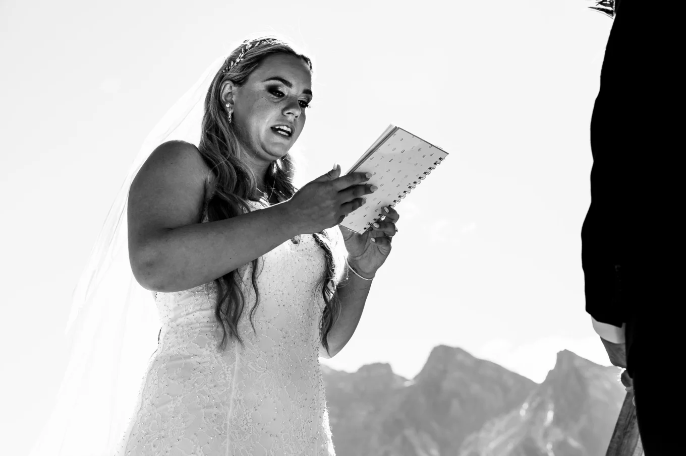 Bride's speech during wedding ceremony in Banff