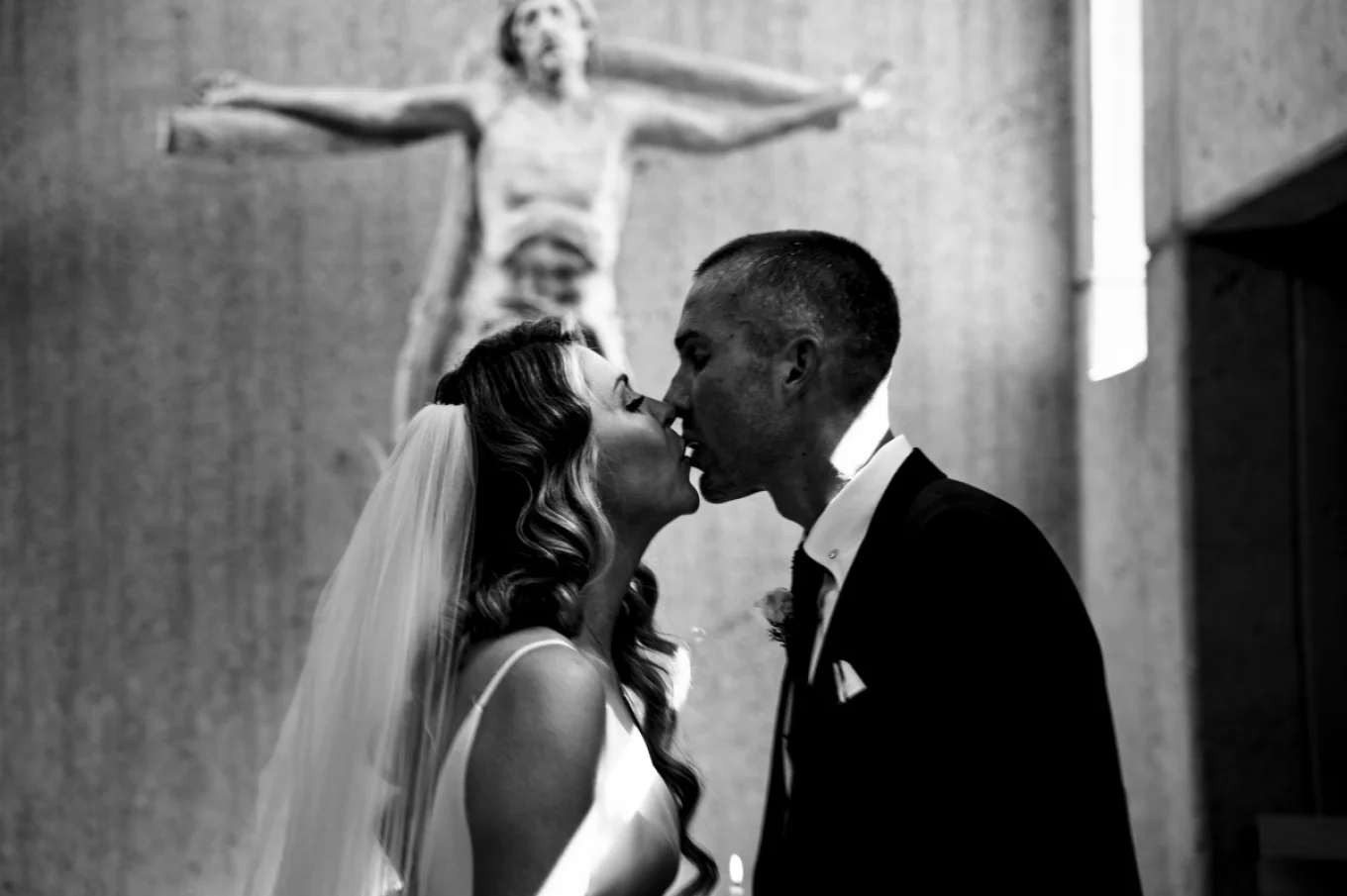 Bride's and Groom's first kiss.