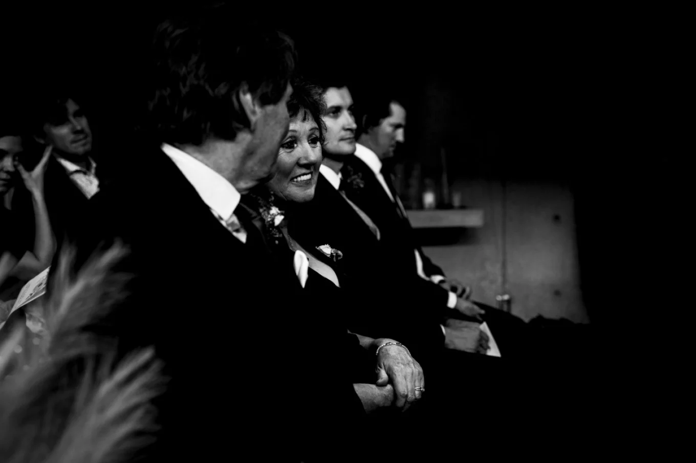 Guest sitting in the church during wedding.