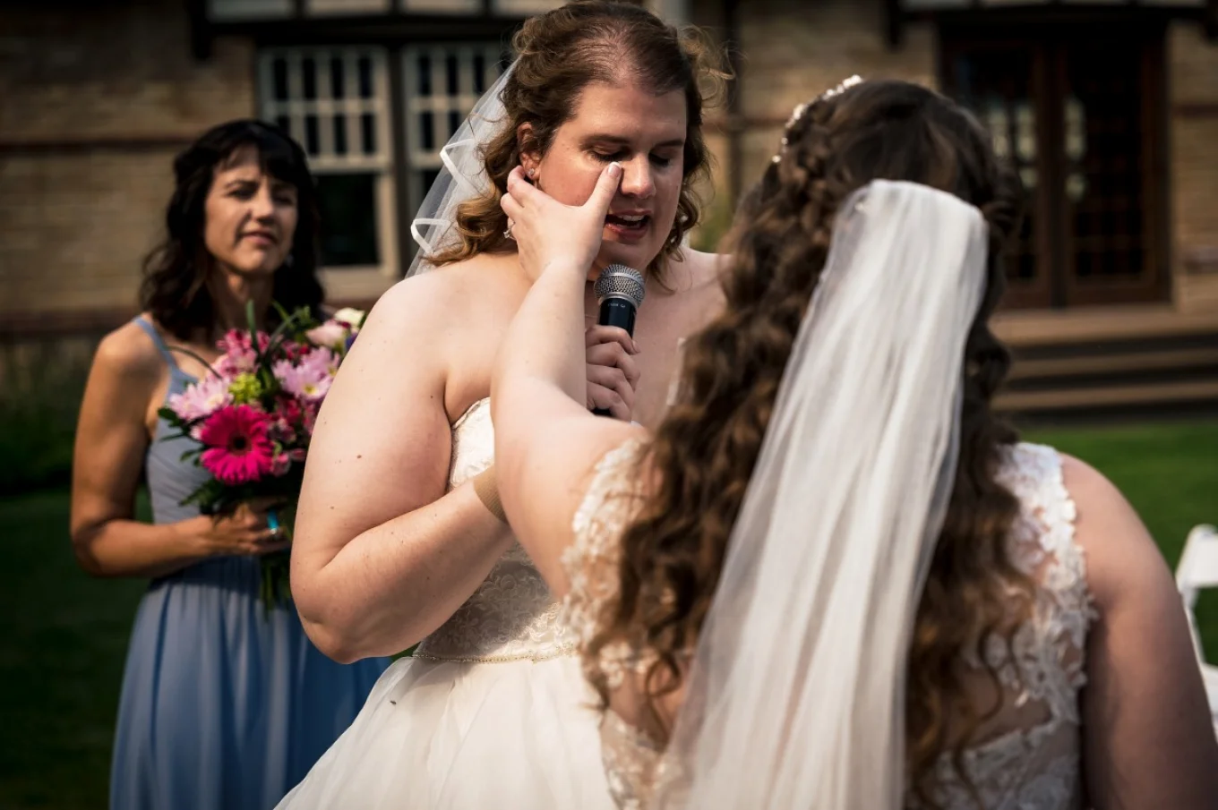 The Bride s crying while saying her vow at intimate Calgary Wedding Ceremony.