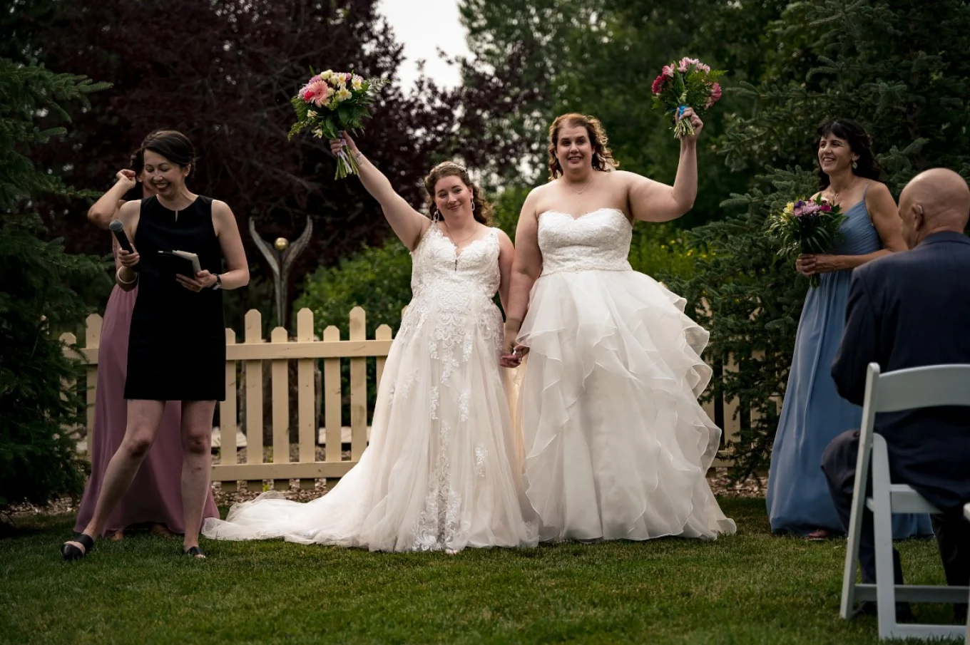 Newlyweds are happy that they got married in beautiful Bow Valley Ranche in Calgary