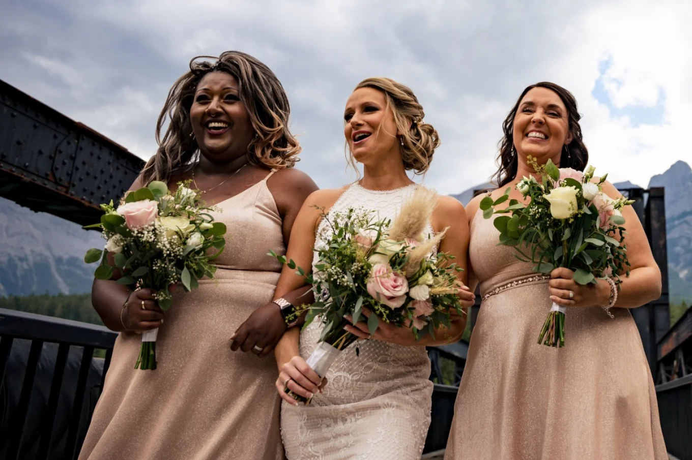 Calgary Wedding Photography - bride and her girlfriends having fun on their bridal party.