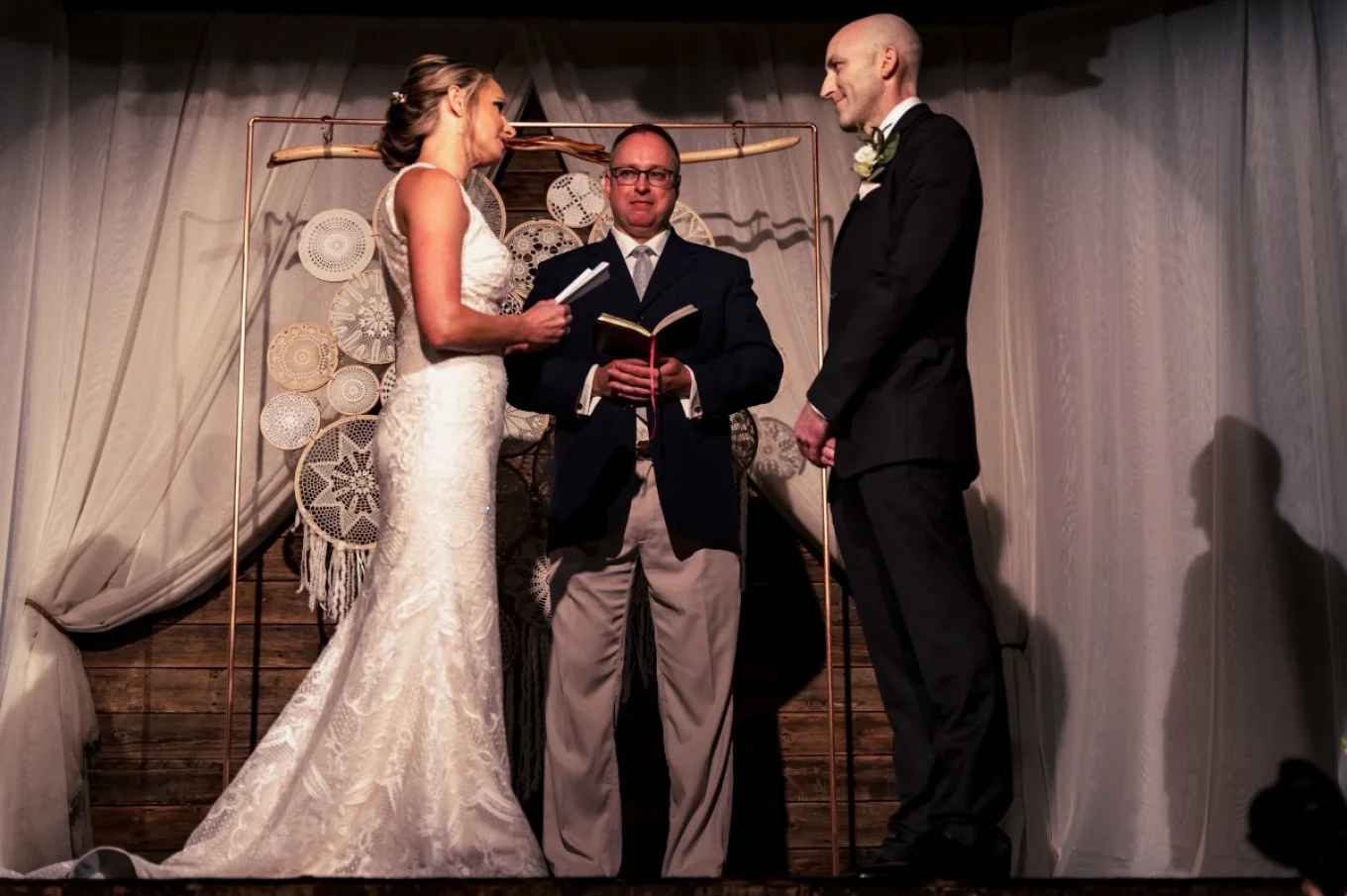 Bride is reading a Wedding vows for her future husband