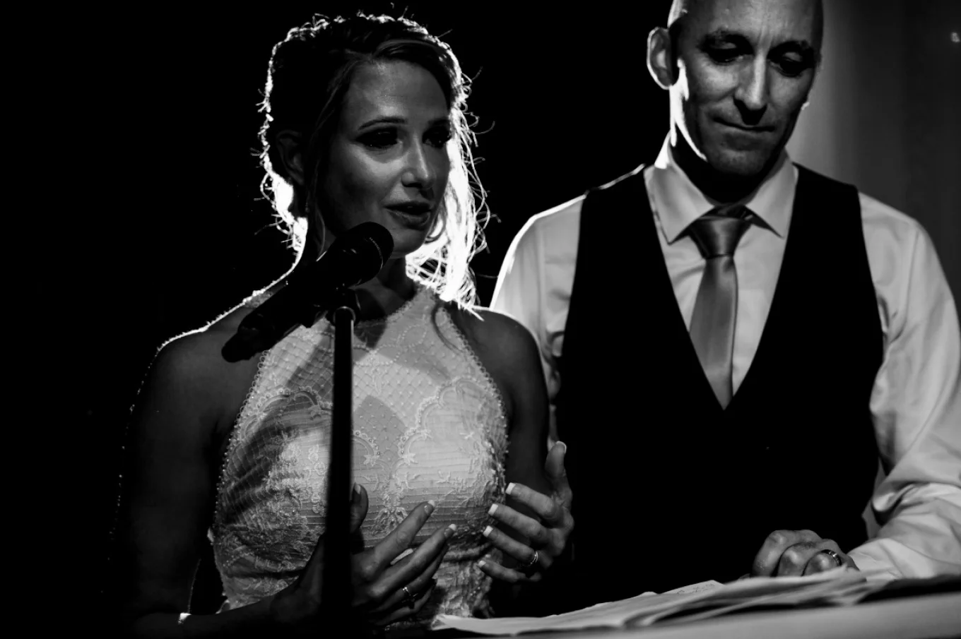 Bride is giving a speech on her Calgary Wedding