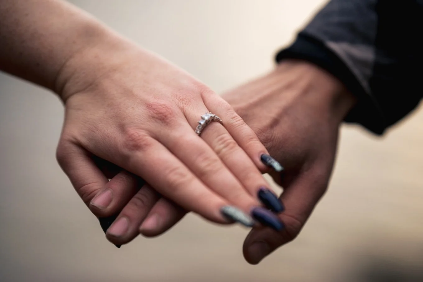 engagement ring on the hand