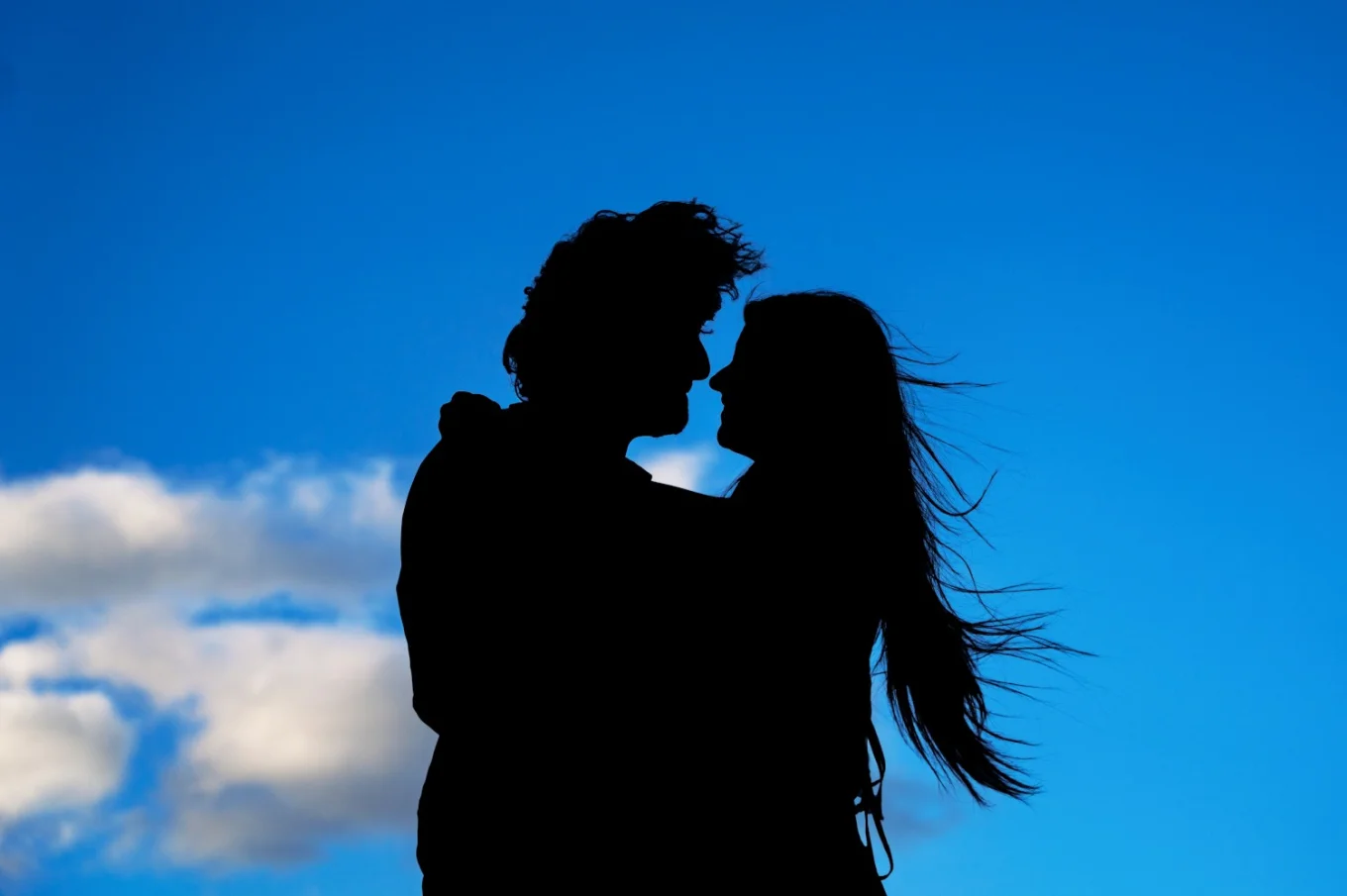 silhouetted portrait of an engaged couple