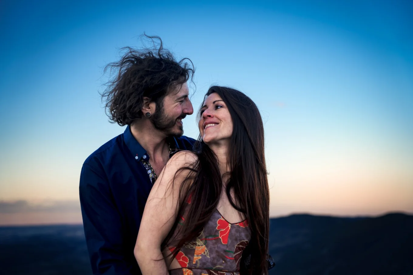 Romantic portrait holding each other.