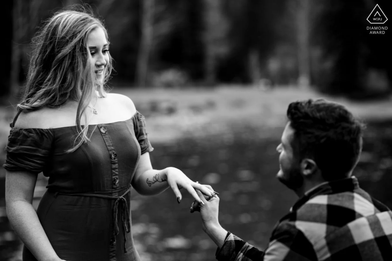 Man propose to his fiance in Calgary. Diamond Award for Calgary Engagement Photo.