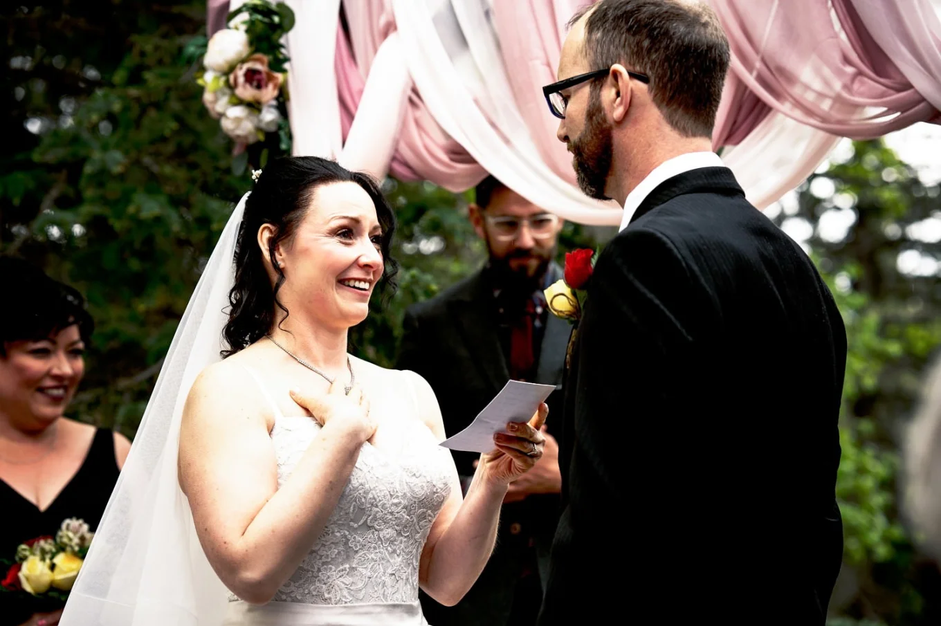 Bride's emotional speech at Wedding Ceremoty in Banff.